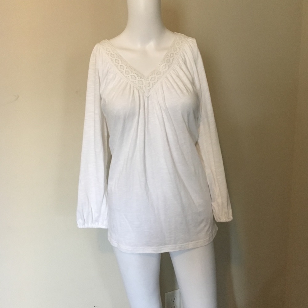 Peasant Top with Lace White NWOT XL